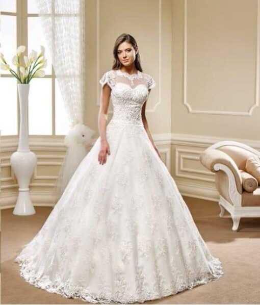 Short Sleeve Couture Wedding gown