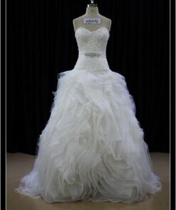 sweetheart wedding gown with couture ruffle skirt