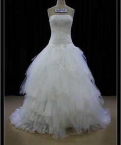 dropped waist wedding dress with strapless neckline