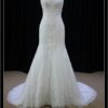 natural waist wedding gown with illusion neckline