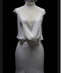 Style ha088 - cowl front wedding gown with cap sleeves