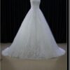 ruched ball gown with bridal lace applicae