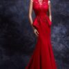 Red Evening Dresses with Peplum bodice