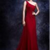 Red Evening Dresses with One shoulder neckline