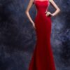 red illusion neckline evening gowns