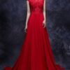 red lace evening gowns with a line cut