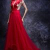 red short sleeve evening gowns