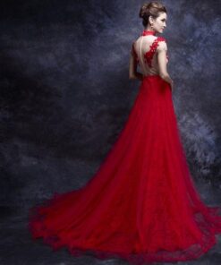 backless gown in red
