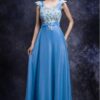 Blue cap sleeve formal dresses