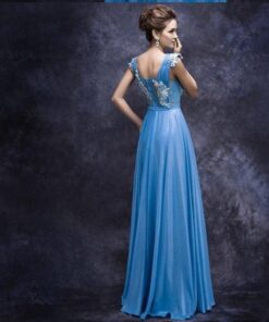 back of blue evening dress