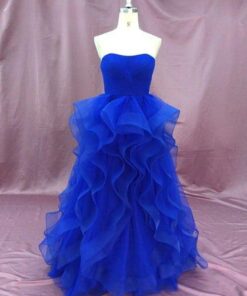 Blue ruffled formal ball gown from Darius Cordell