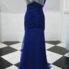 Style R013-06 blue pageant gowns with v-neck line