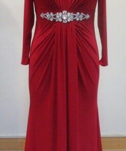 red long sleeve plus size evening dresses