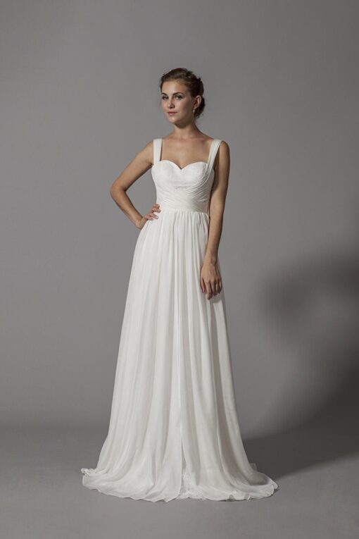 Empire Waist Chiffon Wedding Dresses with Straps