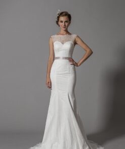 Style 402501261 Delicate Lace Wedding Dress with Illusion Neckline