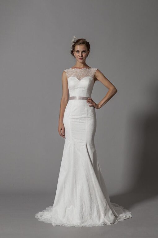 Style 402501261 Delicate Lace Wedding Dress with Illusion Neckline