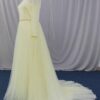 Pastel Yellow Long Sleeve Lace Wedding Dress for Plus Size Brides