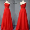 One shoulder red evening wear dresses