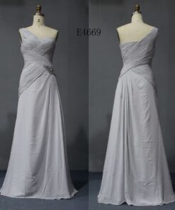 Style E4669 One shoulder Platinum Evening Wear Dresses
