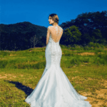 Sheer back wedding gowns