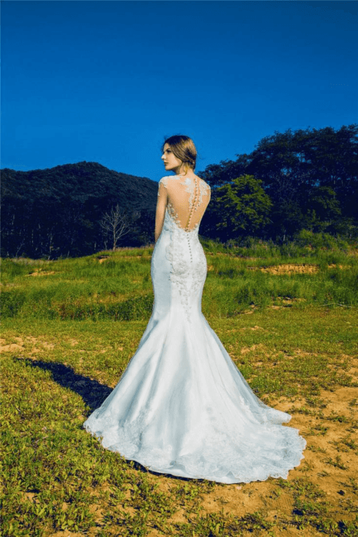 Sheer back wedding gowns