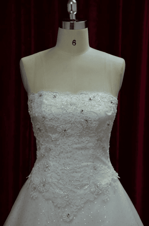 strapless basque waist line wedding dress for plus size brides