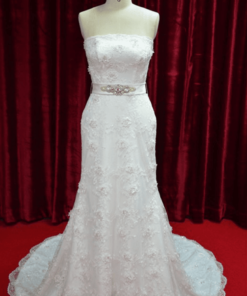 beaded lace wedding gown with belt