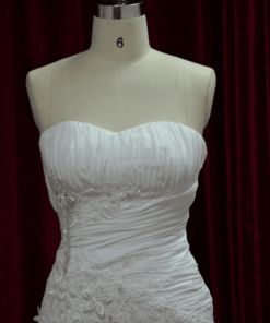 ruched sweetheart cut wedding gown