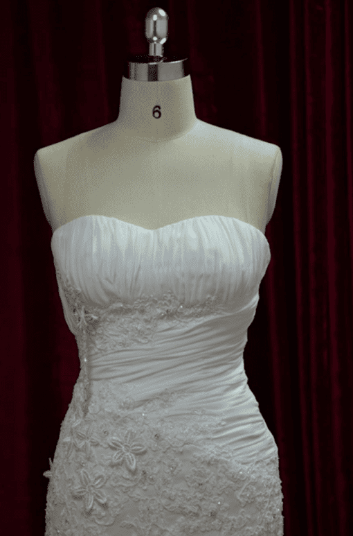 ruched sweetheart cut wedding gown