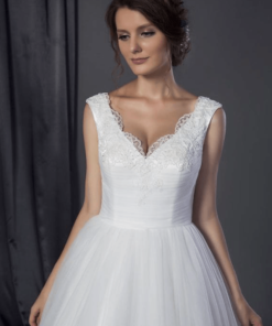 lace neckline wedding gown