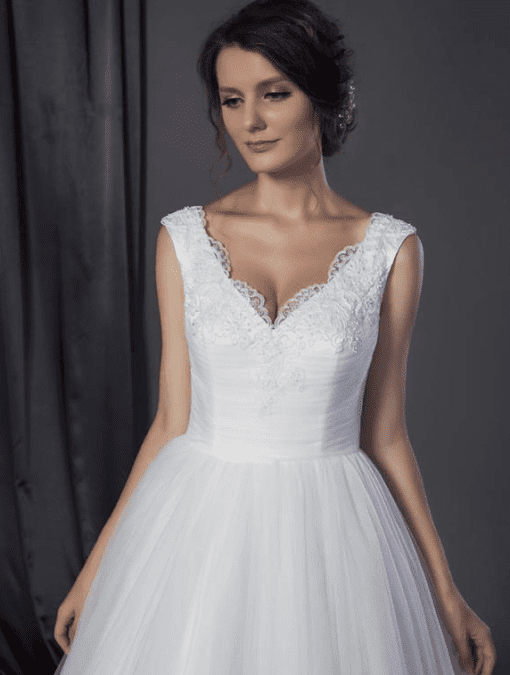 lace neckline wedding gown