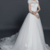 cap sleeve wedding gown with cathedral train