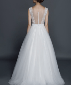 back of sleeveless wedding gown