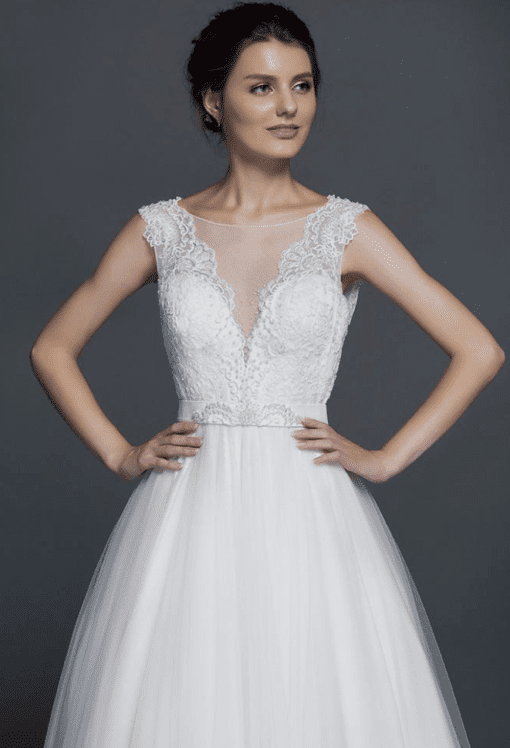 Style 40151125 sleeveless lace wedding dress