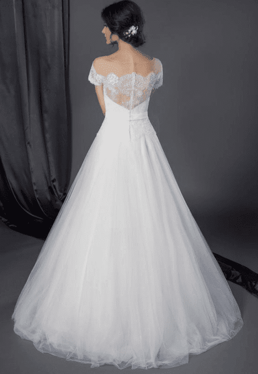 back of cap sleeve wedding gown