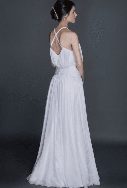 criss cross back wedding gown