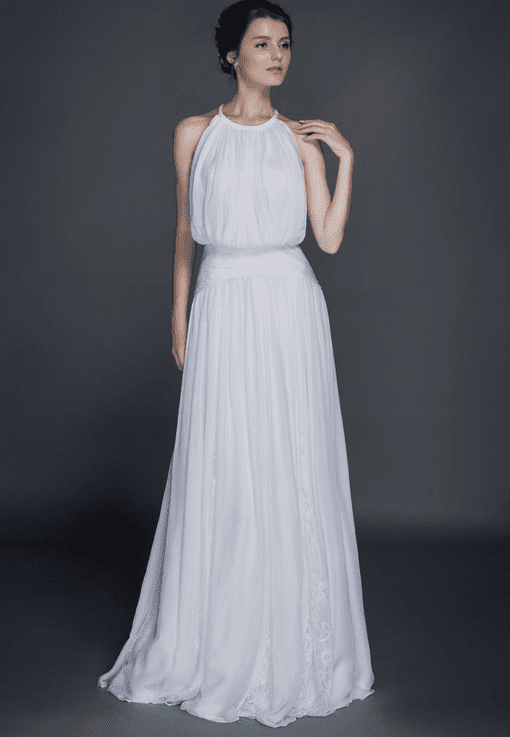 sleeveless blouson wedding dresses