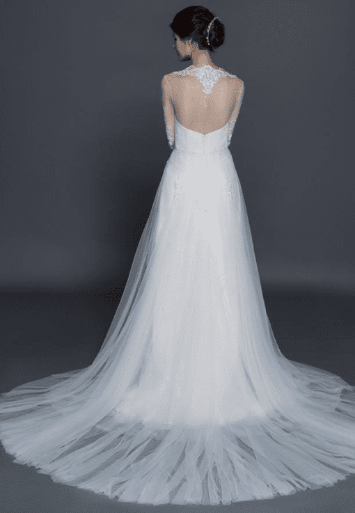 sheer lace jacket over wedding dress