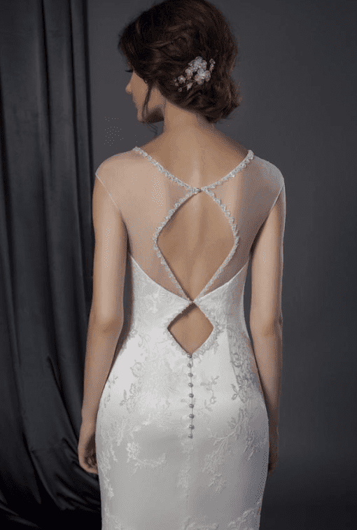 back of illusion neckline bridal dress