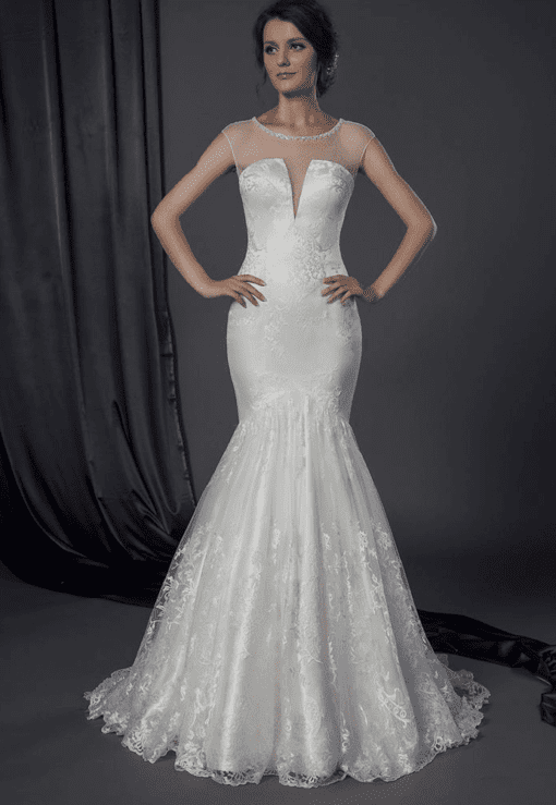 sheer illusion neckline bridal dresses