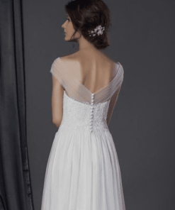 back of sheer off shoulder bridal dress