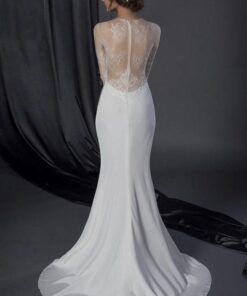 inexpensive sheer back bridal dress