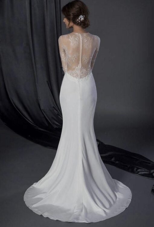 inexpensive sheer back bridal dress