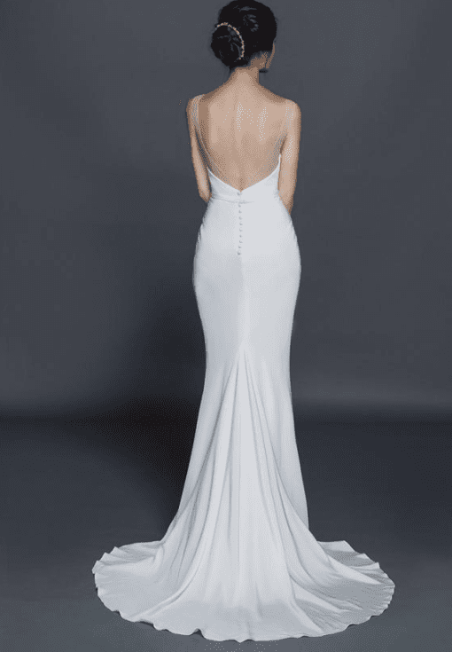 backless white bridal gown