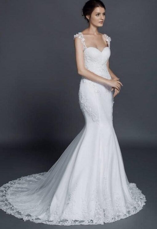 wedding gown with wide lace straps