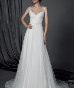 Sheer neckline wedding gown