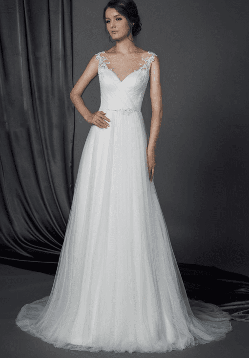 Sheer neckline wedding gown