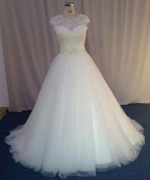 Style 250T Short Sleeve Lace Wedding Gown