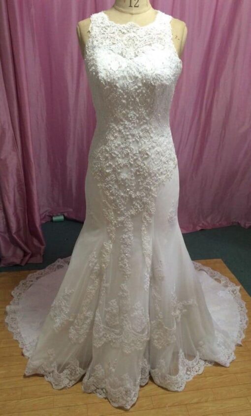 Halter Wedding Gown with beaded lace