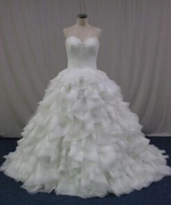 Ruffled ball gown wedding dress